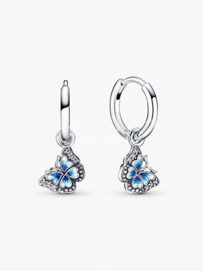 Pandora Blue Butterfly Hoop Earrings